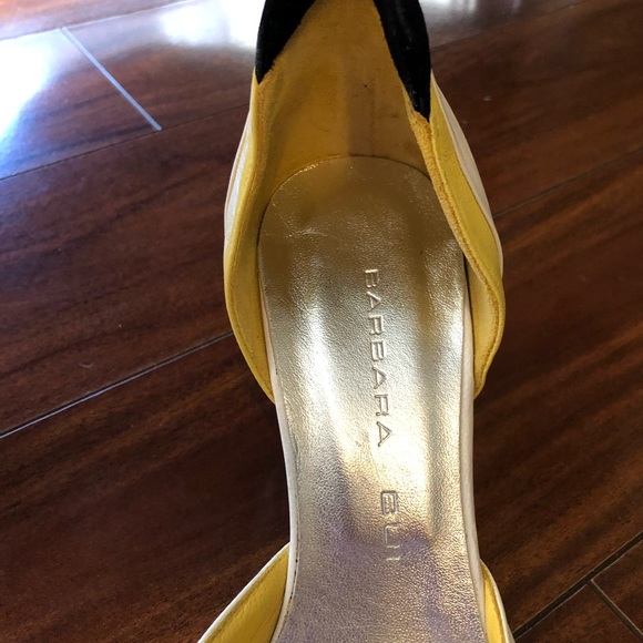 Barbara Bui size 36.5 white black yellow kitten heel pointed toe - Picture 5 of 10